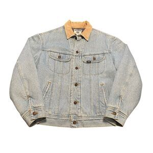 Vintage Lee Denim Jacket Coat Blanket Lined Y2K 90s M Trucker Blue Jean Riders